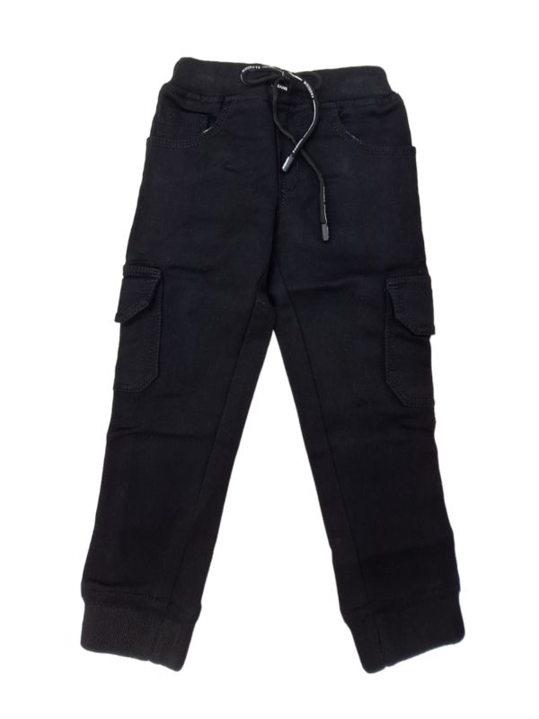 Cotton 6 Pockets Boy's Pant Jogger's Style Black - Image 4