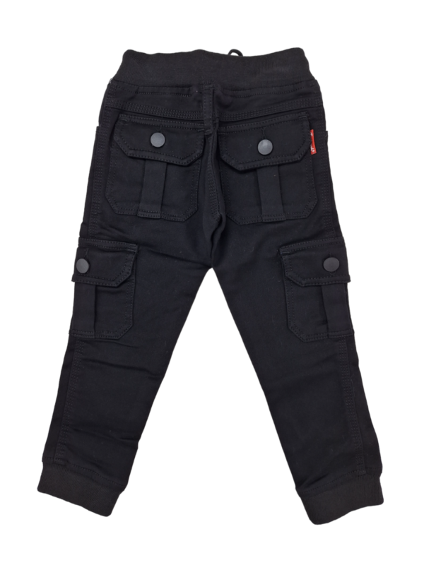 Cotton 6 Pockets Boy's Pant Jogger's Style Black - Image 3