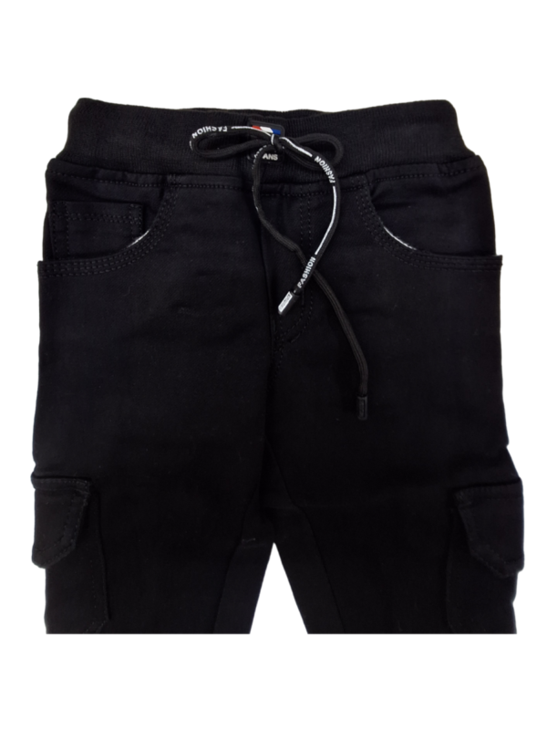Cotton 6 Pockets Boy's Pant Jogger's Style Black - Image 2
