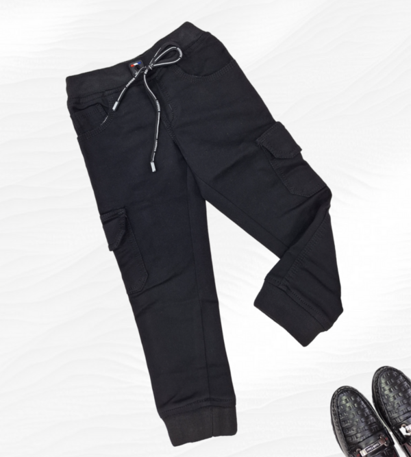 Cotton 6 Pockets Boy's Pant Jogger's Style Black