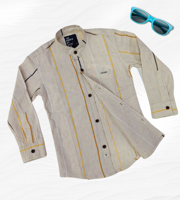 Shirt with off white colour with turn up sleeves option