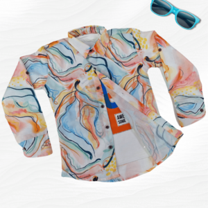 Premium Shirt with Multi colour beautiful patterned strips with white detachable tshirt