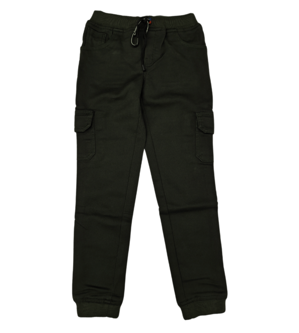Smart Olive Green Cotton 6 Pockets Jogger's Pant For Boys Z1 - Image 2
