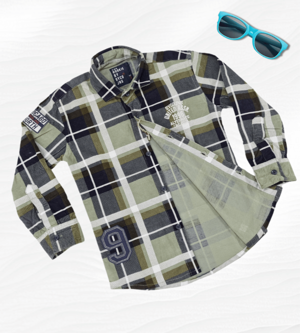 checker Shirt for Boys in Shade of Green with turn up sleeves options