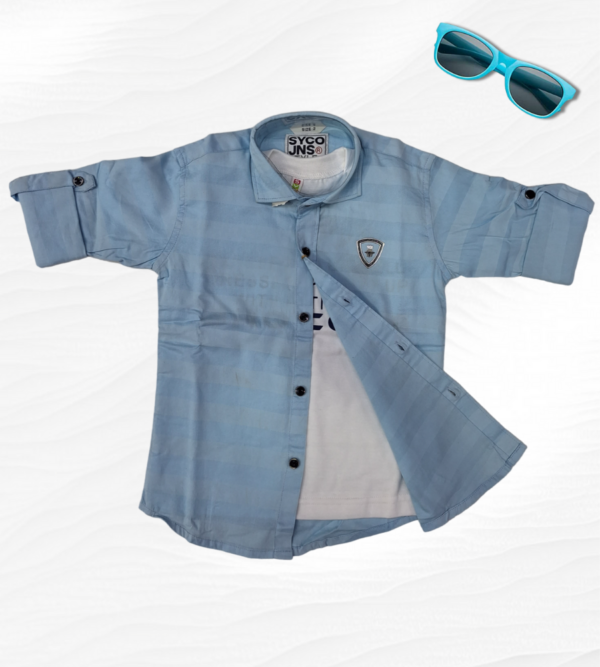 Light Blue Shirt & White Tshirt Combo