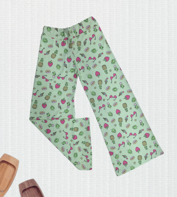 Palazzo In Tensile Fabric in Green Color With Beautiful Flowery Prints