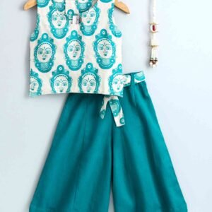 61% Off!!! - Special Festival Designs Face Print Palazzo Top - E