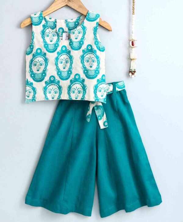 61% Off!!! - Special Festival Designs Face Print Palazzo Top - E