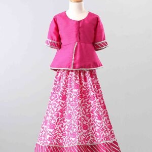 61% Off!!! - Special Festival Lehenga Choli Pink & White Printed Skirt & Pink Top - J