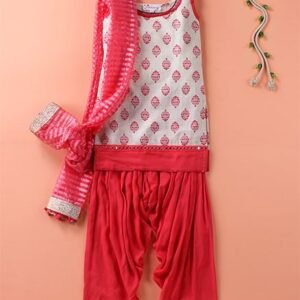 61% Off!!! - Special Festival Peach Semi Patiala Offwhite Top & Peach PatiyalaAC
