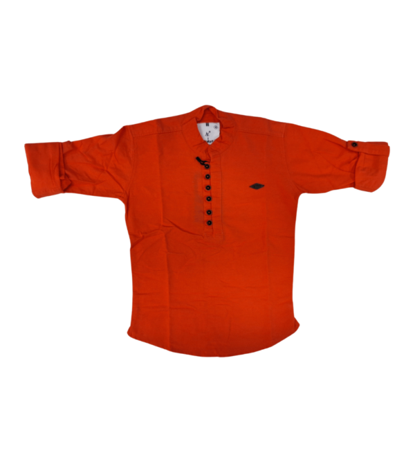 Premium Smart Orange Kurta Shirt for Boys AQ - Image 2