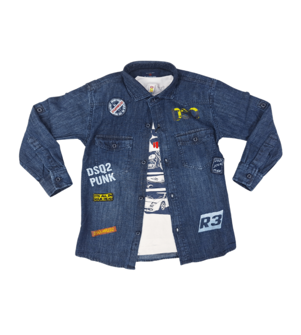 Premium Smart Denim Shirt with Tshirt for Boys BT - Image 2