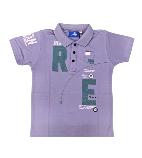 Smart Casual Blue Collar Tshirt For Boys EG - Image 4