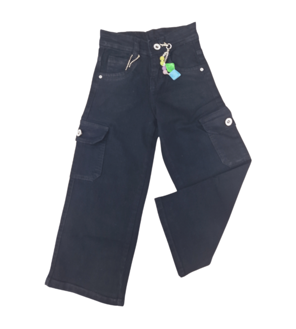 Wide Leg Smart Premium Black Denim Pants For Girls C - Image 3