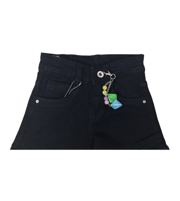 Wide Leg Smart Premium Black Denim Pants For Girls C - Image 2