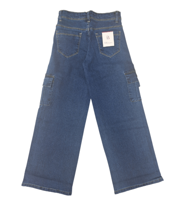 Wide Leg Smart Premium Blue Denim Pants For Girls D - Image 3