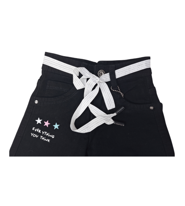 Wide Leg Smart Premium Black Denim Pants For Girls A - Image 3