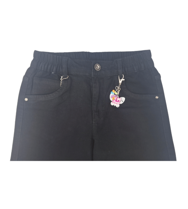 Wide Leg Smart Premium Black Denim Pants For Girls E - Image 4