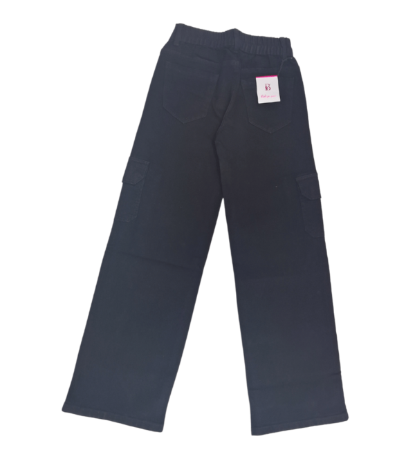 Wide Leg Smart Premium Black Denim Pants For Girls E - Image 5