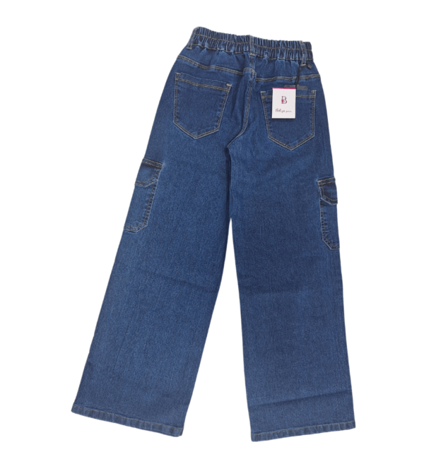 Wide Leg Smart Premium Blue Denim Pants For Girls F - Image 4