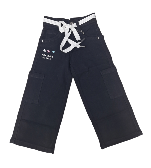 Wide Leg Smart Premium Black Denim Pants For Girls A - Image 4