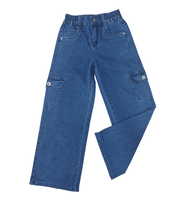 Wide Leg Smart Premium Blue Denim Pants For Girls G - Image 5