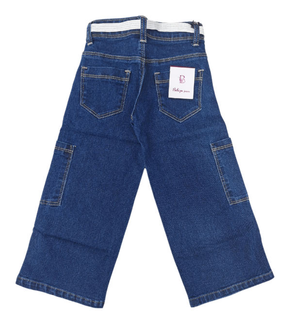 Wide Leg Smart Premium Blue Denim Pants For Girls H - Image 2