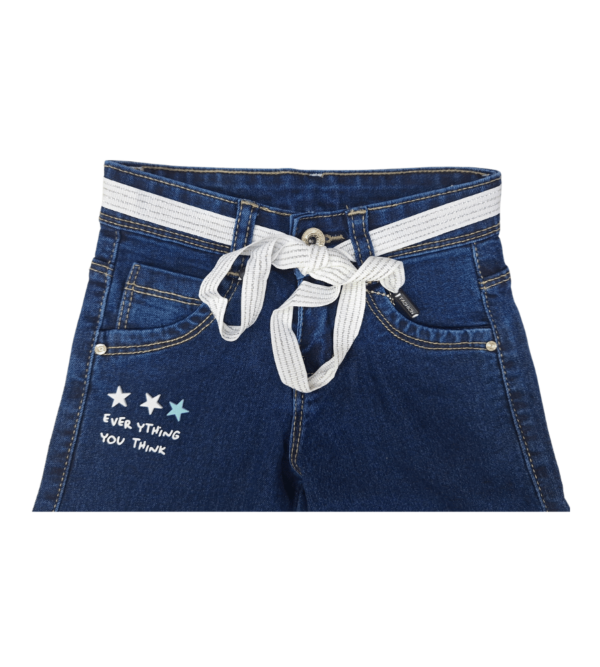 Wide Leg Smart Premium Blue Denim Pants For Girls H - Image 3