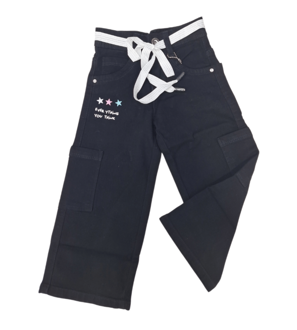 Wide Leg Smart Premium Black Denim Pants For Girls A - Image 5