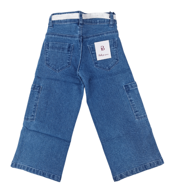 Wide Leg Smart Premium Blue Denim Pants For Girls B - Image 3