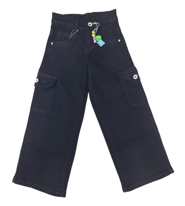 Wide Leg Smart Premium Black Denim Pants For Girls C - Image 4