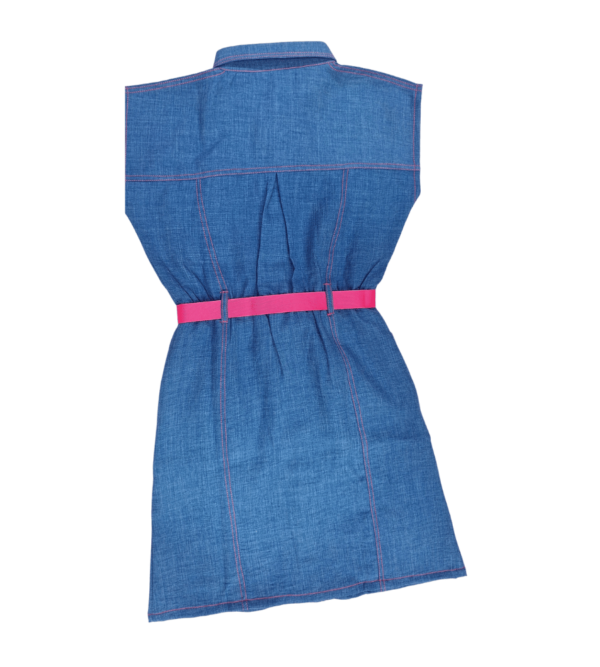 Stylish Cotton Denim Dress with Purse Perfect As Birthday Dress for Girls V - Image 4